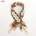 Close-up of 5cm wide adjustable shoulder strap with colorful diamond pattern and gold hardware - Gold Hardware / A107