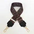 Close-up of leopard print bag strap with gold metal buckles and adjustable length - Brown-Black Leopard Print (No. 9)