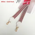 Tracolla boho in tela con motivi geometrici colorati per borse con ganci dorati - Bianco + Gancio Dorato