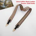 3.8cm wide canvas strap with V-shaped weave pattern and gold metal spring hooks - 3.8cm / Coffee + Black (Silver Hook)