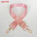 Detail of light pink wide nylon bag strap with gold metal buckle and adjustable clasp - Light Pink