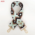 Detail view of woven bohemian geometric diamond pattern bag strap with gold metal hooks - Jacquard Diamond Style (A133)