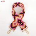 Detail of adjustable colorful geometric diamond jacquard canvas strap with gold swivel hooks - Jacquard Diamond Style (A137)