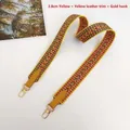 Detail of 3.8cm geometric yellow woven canvas strap with golden lobster clasps - 3.8cm / Yellow + Yellow (Silver Hook)