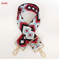 Close-up of geometric jacquard bag strap with golden metal swivel hooks and adjustable buckle - Jacquard Diamond Style (A140)