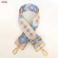 Detail of colorful geometric jacquard bag strap with gold metal lobster clasps and buckles - Jacquard Diamond Style (A141)