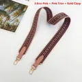 Detailed close-up of 3.8cm wide pink woven shoulder strap with gold alloy hooks - 3.8cm / Pink + Pink (Silver Hook)