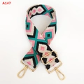 Wide adjustable shoulder strap for bags with colorful geometric jacquard pattern and gold hooks - Jacquard Diamond Style (A147)