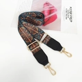 Vista dettagliata della tracolla in tela tessuta boho con motivi geometrici colorati - Fiore di Vetro Pelle Nera / Argento