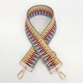 Adjustable bohemian wide woven shoulder strap with colorful patterns and gold hooks - Colorful Geometric Stripe (B39+Gold Hook)