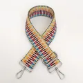 Adjustable colorful geometric woven strap with silver swivel hooks and detailed embroidery - Multicolor Geometric Texture (B39+Silver Hook)