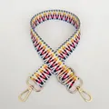 Detail of adjustable geometric woven shoulder strap with gold metal swivel snap hooks - Colorful Geometric Pixel Style (B23+Gold Hook)