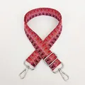 Detail of colorful geometric woven bag strap with silver metal spring hooks - Multicolor Check Geometric Texture (B24+Silver Hook)