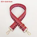 Close-up of wide embroidered bag strap with geometric pixel pattern and gold metal hooks - Geometric Pixel Grid Texture (B24+Gold Hook)