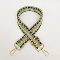 Detail of adjustable geometric woven shoulder strap with gold metal hooks and buckle - Geometric Check Ethnic Pattern (B25+Gold Hook)