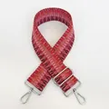 Detail of adjustable embroidered wide woven bag strap B44 with silver rotating metal hooks - Multicolor Geometric Stripe (B44+Silver Hook)