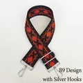 Detail of adjustable canvas strap with orange geometric pattern and silver lobster clasps - Pattern B9 + Silver Hardware