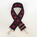 Thick canvas shoulder strap with navy and red jacquard diamond pattern and gold metal hooks - Pattern B11 + Gold Hardware