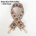 Bandoulière ethnique rétro à fleurs avec crochets dorés en blanc cassé et café rose - Base Crème Rose Café
