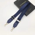 Dark blue nylon adjustable shoulder strap with golden hooks and Fashion print - Gunmetal Hook / Blue with Blue Trim