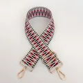 Detailed close-up of woven bag strap with red, black, and white geometric patterns - Red Black White Coffee Geometric (B49+Gold Hook)