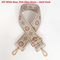 Détail de la bandoulière brodée ethnique avec crochets dorés et boucle de réglage en métal - Base Crème Rose Olive
