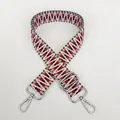 Detail of red and black geometric woven strap with adjustable silver metal hooks - Red Black Beige Geometric Texture (B31+Silver Hook)