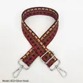Detail of adjustable woven bag strap with colorful geometric jacquard and silver buckles - Retro Ethnic Jacquard (B32+Silver Hook)