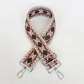 Detail of bohemian geometric rhombus pattern jacquard canvas strap with silver metal buckle - Pattern B17 + Silver Hardware