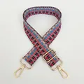Macro detail of adjustable woven bag strap with geometric patterns and gold metal hooks - Blue Black Grey Five-color Geometric Texture (B35+Gold Hook)