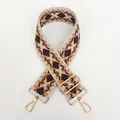 Close-up of thick canvas bag strap with geometric jacquard pattern and gold metal hooks - Pattern B18 + Gold Hardware