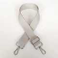 Close-up of beige herringbone replacement shoulder strap with silver metal swivel hooks - Beige Herringbone & Silver Hook