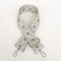 Close-up of diamond pattern jacquard canvas bag strap with adjustable silver hook - Pattern B19 + Silver Hardware