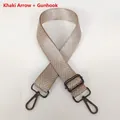 Detail of adjustable khaki woven crossbody strap with white arrow pattern and gunmetal hooks - Khaki Herringbone & Gunmetal Hook