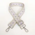 Detail of adjustable thickened canvas bag strap with beige and purple diamond jacquard - Beige Base Light Purple + Silver Hook
