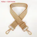 Detailed view of yellow geometric jacquard canvas strap with golden rotating hooks - Yellow + Gold Hook