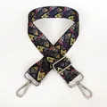 Adjustable wide replacement bag strap with colorful geometric triangles and silver hooks - Yellow Triangle Pattern + Silver Hook