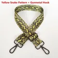 Adjustable crossbody strap featuring yellow snake pattern with gunmetal swivel hooks - Yellow Snakeskin + Gunmetal Hook