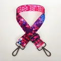 Close-up of adjustable wide strap with colorful geometric triangles and metal hooks - Pattern B55 With Gunmetal Hook