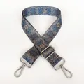 Adjustable retro shoulder strap with blue mandala patterns and silver hooks - Mandala Pattern + Silver Hook