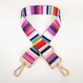 Adjustable rainbow striped nylon shoulder strap with gold metal hooks for cross-body bags - Pattern B57 With Gold Hook