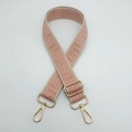 Pink and beige geometric patterned wide adjustable canvas shoulder strap with gold hooks - Pink (Gold Hook)