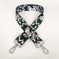 Close-up of ethnic style wide adjustable shoulder strap with B58 geometric pattern and silver hooks - Pattern B58 With Silver Hook