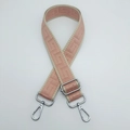 Adjustable pink and beige jacquard bag strap with silver swivel hooks and geometric pattern - Pink (Silver Hook)
