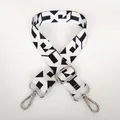Adjustable wide replacement bag strap with black and white geometric pattern and silver hooks - Pattern B59 With Silver Hook