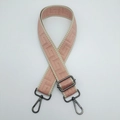 Pink and white geometric patterned woven bag strap with adjustable gunmetal hardware - Pink (Gunmetal Hook)