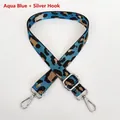 Bandoulière réglable à motif léopard bleu clair avec boucles métalliques argentées - Bleu Aquatique + Crochet Argenté