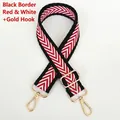 Detailed close-up of V-shaped jacquard weaving pattern on red and white bag strap - Black Edge Red White + Gold Hook