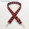 Tracolla regolabile in tela a scacchi arancione e rosa fucsia con ganci in argento - Arancio Rosa Rosso + Ganci Argento