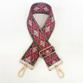 Close-up of woven bag strap with geometric patterns and golden adjustable metal hooks - Style B98 (Gold Hook)
